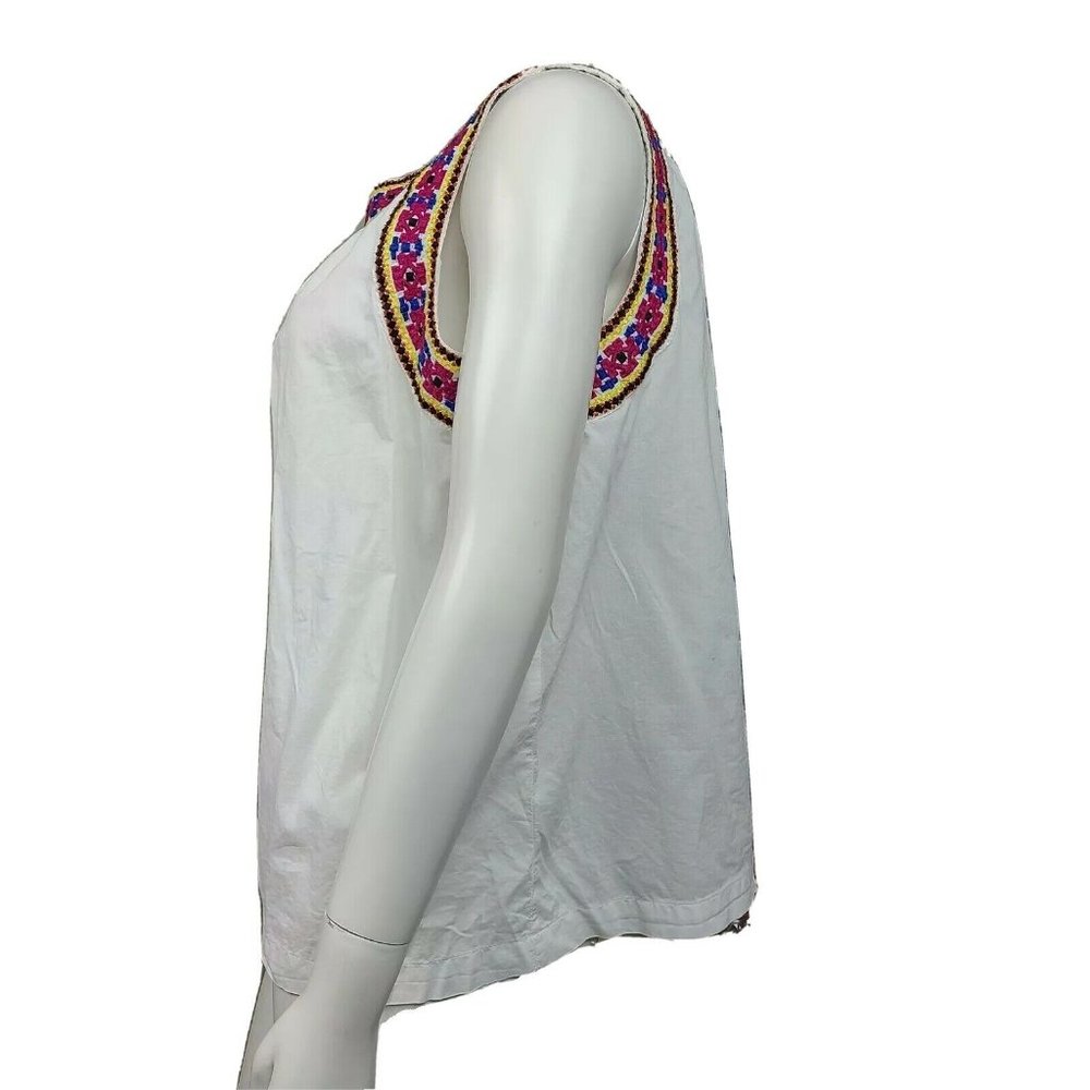 OLD NAVY White Embroidered Border Detail Sleeveless Top Womens Size L Large - Picture 2 of 6